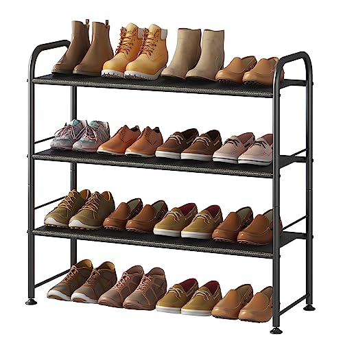 SUOERNUO Shoe Rack 3 Tier Storage Organizer for Closet Entryway Black