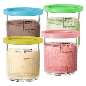 nanobaby pint containers and lids replacement compatible with ninja creami deluxe 11-in-1 ice cream makers, 24oz pint cups replacement for ninja deluxe nc500 nc501 nc500c nc501c nc501h,4-pack,bpa free