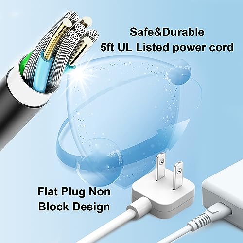 Super Thin Flat Plug, AC Power Cord Cable Fit for Xbox One S, Xbox One X, Xbox Series X/S Replacement - Extension Cord Low Profile