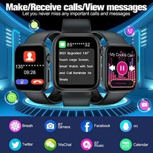 Smart Watch for Men And Women，2023 Newest Fitness Tracker for Android and iOS Phones with Waterproof Large Screen (Make/Answer Call)，Sleep Tracking for Health Heart Rate Fitness Smartwatches Black