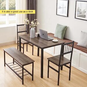 HUAYICUN Small Kitchen Table and Chairs for 4, Dining Room Table and 2 Chair 1 Bench, Table and Chairs Set of 4 for Small Space, Apartment- Durability- Easy to Clean and Maintain