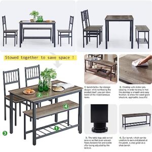 HUAYICUN Small Kitchen Table and Chairs for 4, Dining Room Table and 2 Chair 1 Bench, Table and Chairs Set of 4 for Small Space, Apartment- Durability- Easy to Clean and Maintain