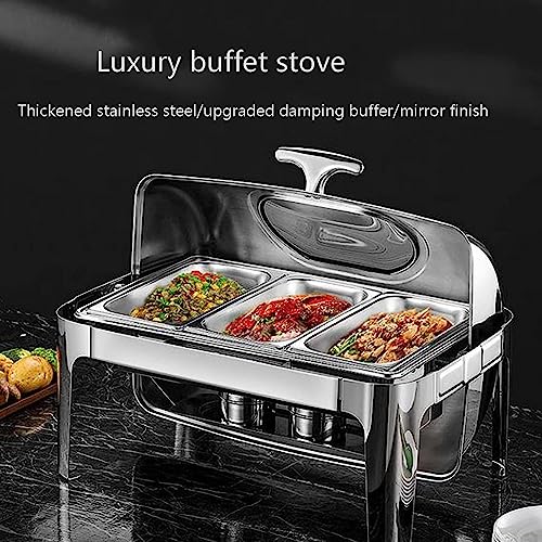 Food Heater - Buffet Server And Heater, Burner To Keep Food Warm, Hot Pot Buffet Set With Toughened Glass Lid, Clear Lid Server Hot Pot Buffet Set(Size:13L,Color:Extra Large Visible Lid-Double)