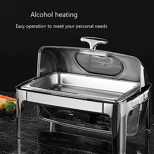 Food Heater - Buffet Server And Heater, Burner To Keep Food Warm, Hot Pot Buffet Set With Toughened Glass Lid, Clear Lid Server Hot Pot Buffet Set(Size:13L,Color:Extra Large Visible Lid-Double)