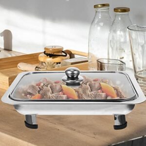 Buffet Food Holder Chafing Dish Buffet Set Rectangular Stainless Steel Chafing Dishes with Glass Lid and Holder Food Warming Tray for Parties Weddings Banquets Events