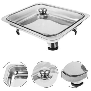 Buffet Food Holder Chafing Dish Buffet Set Rectangular Stainless Steel Chafing Dishes with Glass Lid and Holder Food Warming Tray for Parties Weddings Banquets Events