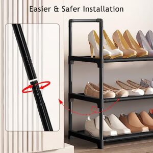 HITHIM 3 Tier Long Shoe Rack,Stackable Wide Shoe Shelf for Shoe Storage,Sturdy Shoe Stand,Non-Woven Fabric Shoe Organizer for Closet,Upgrade Shoe Holder for Entryway, Doorway and Bedroom