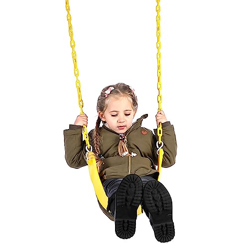 Ymeibe Heavy Duty Toddler Swing Set with 66 Inches Chain Coated Swing Seat Replacement Accessories for Kids Outdoor Play Playground Trees Swing (Green/1 Pack)