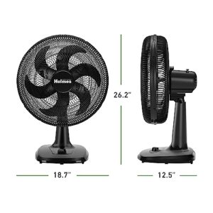 HOLMES BIG BREEZE 16" Table Fan, 80° Oscillation, 3 Speeds, 6 Blades, Powerful Airflow, 40° Head Tilt, Ideal for Home, Bedroom, Gym or Office, Black