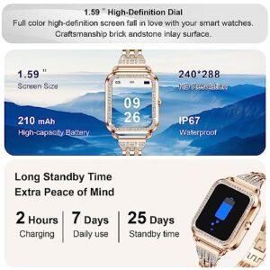 HMZSWDP Smart Watch (Answer/Make Call), 1.59" Touch Screen Smartwatch for Women, 21 Sport Modes, IP67 Waterproof, Fitness Tracker with SpO2/Heart Rate/Sleep Monitor/Blood Pressure for Android and iOS