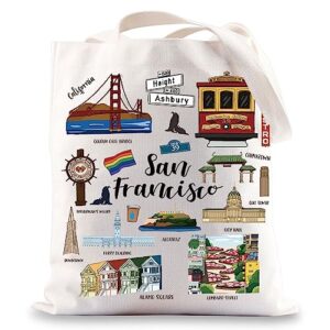 bwwktop san francisco canvas tote bag san francisco souvenirs gifts san francisco shoulder bag san francisco grocery bag (san francisco)