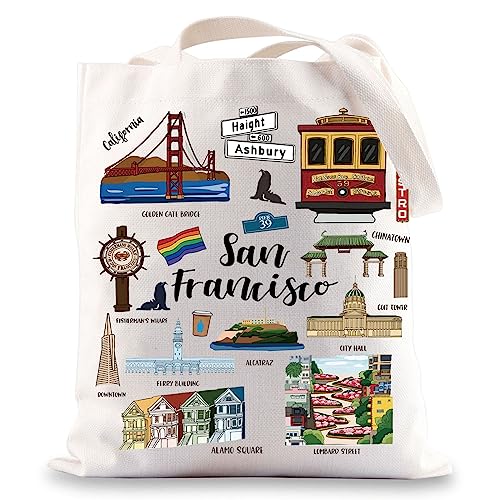 BWWKTOP San Francisco Canvas Tote Bag San Francisco Souvenirs Gifts San Francisco Shoulder Bag San Francisco Grocery Bag (San Francisco)