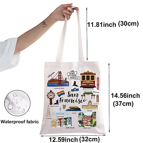 BWWKTOP San Francisco Canvas Tote Bag San Francisco Souvenirs Gifts San Francisco Shoulder Bag San Francisco Grocery Bag (San Francisco)