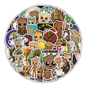 cute cartoon groot stickers for water bottles 50 pack cute,waterproof,aesthetic,trendy stickers for teens,girls perfect for waterbottle,laptop,phone,travel extra durable vinyl