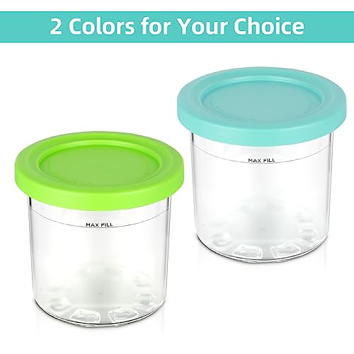 HOTUT Ninja Creami Containers,2 Pack Replacement Pints and Lids+2 Scoops Dishwasher Safe Compatible with NC301,NC300,NC299AMZ,CN305A and CN301CO Series Ninja Ice Cream Makers (Not Fit for NC501)