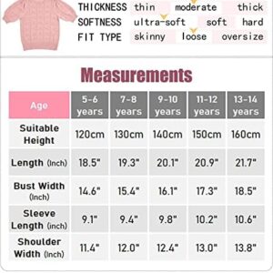 Girls Puff Short Sleeve Sweater Tops for Teen Girls Crew Neck Blouse Crochet Knit Soft Pullover Shirt 13-18 Years