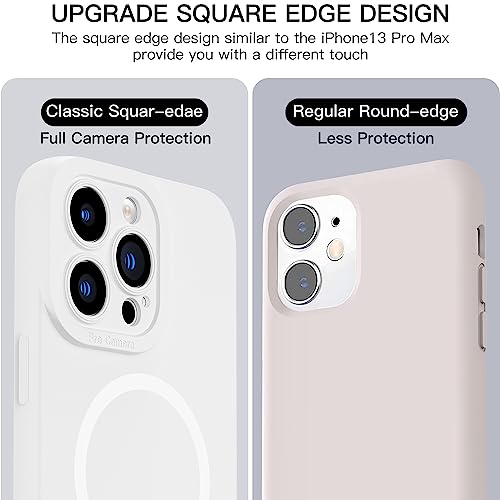 MYY Magnetic for iPhone 13 Pro Max Case,Silicone Shockproof Phone Case[MagSafe-Compatible] Soft Anti-Scratch Microfiber Lining Full Camera Lens Protection Cover 6.7'' (White)