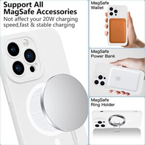 MYY Magnetic for iPhone 13 Pro Max Case,Silicone Shockproof Phone Case[MagSafe-Compatible] Soft Anti-Scratch Microfiber Lining Full Camera Lens Protection Cover 6.7'' (White)