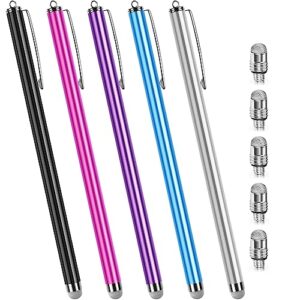 long stylus pens for touch screens (5 pack 185mm) high sensitivity, precision and no scratches, compatible with ipad, iphone, android, tablets and more. capacitive touchscreen stylist mesh fiber tips