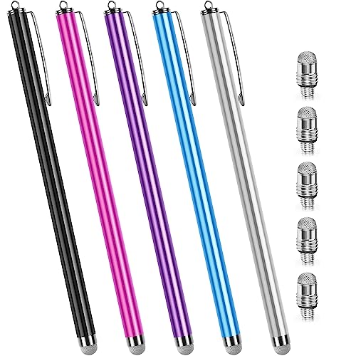 Long Stylus Pens for Touch Screens (5 Pack 185mm) High Sensitivity, Precision and No Scratches, Compatible with iPad, iPhone, Android, Tablets and More. Capacitive Touchscreen Stylist Mesh Fiber Tips