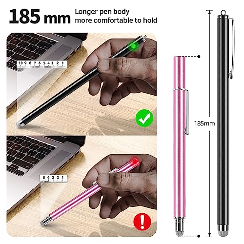 Long Stylus Pens for Touch Screens (5 Pack 185mm) High Sensitivity, Precision and No Scratches, Compatible with iPad, iPhone, Android, Tablets and More. Capacitive Touchscreen Stylist Mesh Fiber Tips