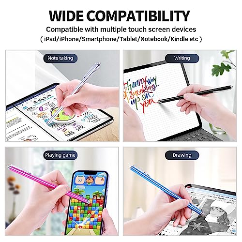 Long Stylus Pens for Touch Screens (5 Pack 185mm) High Sensitivity, Precision and No Scratches, Compatible with iPad, iPhone, Android, Tablets and More. Capacitive Touchscreen Stylist Mesh Fiber Tips