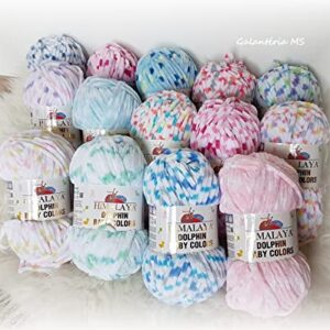 2 Pack/Skeins Himalaya Dolphin Baby Colors, Each Skein 100 Gr/3,5 oz, 120 mt/ 132 yd, Super Bulky Yarn, Blanket Yarn, Velvet Yarn, Knitting Yarn, Amigurumi Yarn, Baby Yarn (80409)