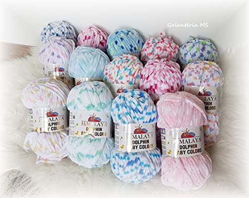 2 Pack/Skeins Himalaya Dolphin Baby Colors, Each Skein 100 Gr/3,5 oz, 120 mt/ 132 yd, Super Bulky Yarn, Blanket Yarn, Velvet Yarn, Knitting Yarn, Amigurumi Yarn, Baby Yarn (80409)