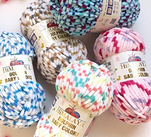 Himalaya Dolphin Baby Colors, Each Skein 100 Gr/3,5 oz, 120 mt/ 132 yd, Super Bulky Yarn, Blanket Yarn, Velvet Yarn, Knitting Yarn, Amigurumi Yarn, Baby Yarn (80425)