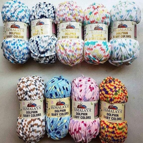 Himalaya Dolphin Baby Colors, Each Skein 100 Gr/3,5 oz, 120 mt/ 132 yd, Super Bulky Yarn, Blanket Yarn, Velvet Yarn, Knitting Yarn, Amigurumi Yarn, Baby Yarn (80425)