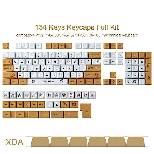 Tsungup PBT Keycaps 134 Keys XDA Profile Keycaps Dye-Sublimation Cute Mizuse Custom Keycaps Full Set for ANSI Layout Cherry MX Switches Mechanical Keyboards