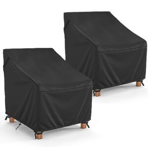 mr. cover outdoor chair covers, patio furniture covers waterproof & uv-protection, fits up to 32w x 37d x 36h inches, with air vent and handles, black, 2 pack