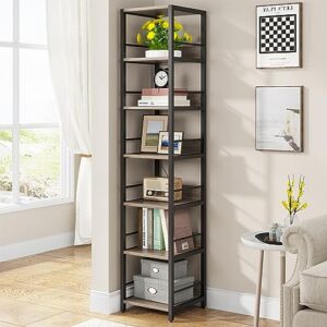 tribesigns 6-tier corner shelf, 75 inch tall narrow bookshelf storage rack, etagere shelves display stand for small spaces, open bookcase corner square shelf tower for living room bathroom