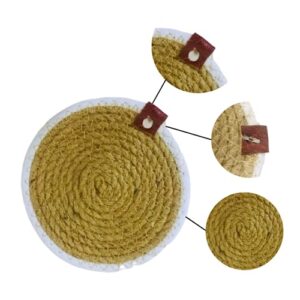 VintFlea Set of 4 Stylish & Sustainable Cotton-Jute Placemats, Perfect for Dining, Coffiee Table, Experience Washable, Heat Resistant Non Slip Small Circle, Round TableMats (6 x 6) Beige & White