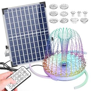 12w solar fountain with led colorful lights & 5000mha battery, 2023 upgraded solar bird bath fountain with fixed bracket, remote control solar water fountain pump for bird bath, pools and outdoor