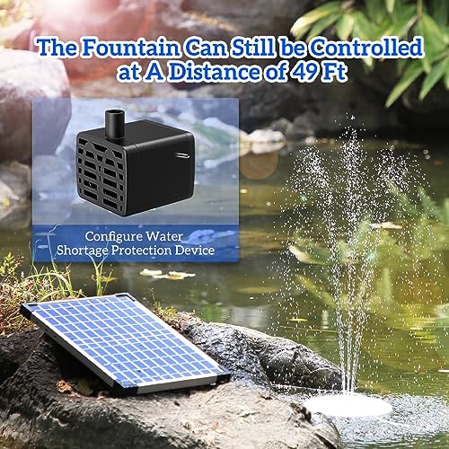 12W Solar Fountain with LED Colorful Lights & 5000mhA Battery, 2023 Upgraded Solar Bird Bath Fountain with Fixed Bracket, Remote Control Solar Water Fountain Pump for Bird Bath, Pools and Outdoor