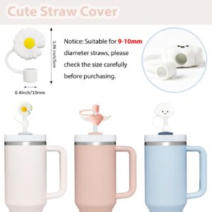 BonneChance Stanley Cup Accessories Set Including 6 Pcs Silicone Spill Proof Stopper, 2 Pcs Straw Cover Cap for 9-10 mm Straws, 1 Pcs Silicone Boot for Stanley Cup Stanley 40oz & 30oz Tumbler (WHITE)
