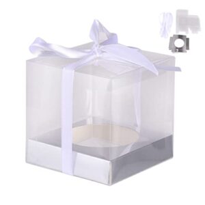 magiclulu 10pcs cupcake packing boxes cupcake wrappers mini cake box mini cakes cookie cake desserts carrier container cake container white bakery boxes backing cake case chocolate case pvc
