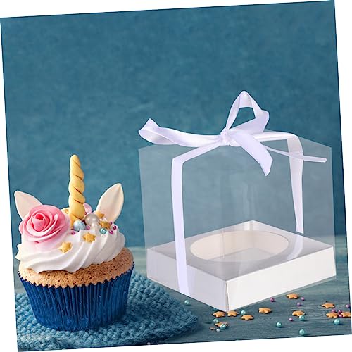 MAGICLULU 10pcs Cupcake Packing Boxes Cupcake Wrappers Mini Cake Box Mini Cakes Cookie Cake Desserts Carrier Container Cake Container White Bakery Boxes Backing Cake Case Chocolate Case Pvc