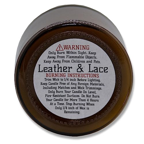 Leather & Lace Best Mom Gift Candle Lone Star Candles & More's Hand Poured 100 Percent Soy Wax Candles, Leather mixed with Creamy Vanilla, USA Made in Texas, Round Amber Glass Jars 9oz Mom