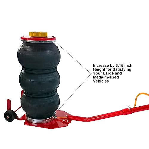 ATPTYSKJ Air Jack, 3 Ton/6600 lbs Triple Bag Air Jack, Air Bag Jack Lift Up to 17.72 Inch, 3S Fast Lifting Air Bag Jack Suitable for Long Handled Cars (Red)