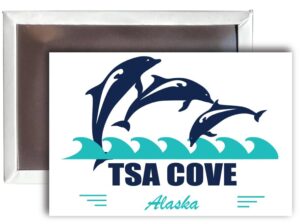 tsa cove alaska beach souvenir fridge magnet dolphin design single