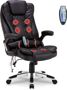 belandi office massage chair, heated office chair massage desk chair ergonomic high back office chair, 6-point vibration, padded armrest & adjustable height chair for office, home, study (black)