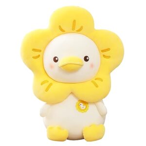 seyomi plush duck stuffed animals soft cute plushies duck plush toy for kids flower stuff duck, pink, 9.8 inches