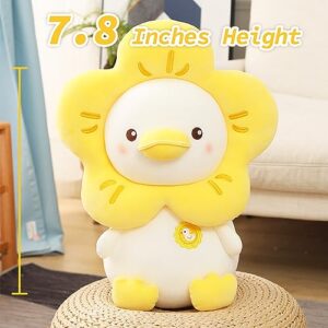 Seyomi Plush Duck Stuffed Animals Soft Cute Plushies Duck Plush Toy for Kids Flower Stuff Duck, Pink, 9.8 Inches