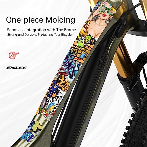 ENLEE Bike Frame Protection Tape, Mountain Protective Stickers Decals All Style MTB Fork Protector High Impact Film Road Bicycle Anti Scratch Guard (Beauty)