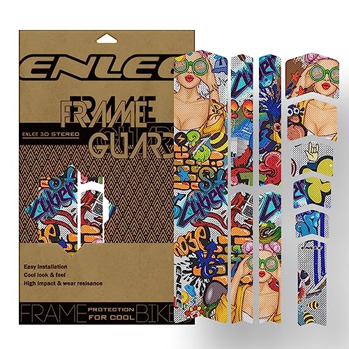 ENLEE Bike Frame Protection Tape, Mountain Protective Stickers Decals All Style MTB Fork Protector High Impact Film Road Bicycle Anti Scratch Guard (Beauty)