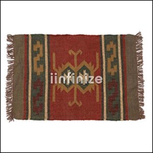 iinfinize kilim carpet wool jute reversible rug runner handwoven vintage mat traditional turkish dhurrie floor mat designing rug runner decorative living room carpet yoga pooja mat 2x3 ft