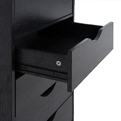 Naomi Home Carly 6-Drawer Office Storage File Cabinet on Wheels, Mobile Under Desk Filing Drawer Unit, Craft Storage Organization for Home, Office – Distressed Black