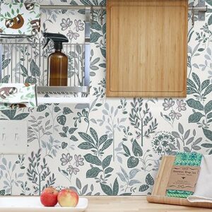 Vinjiasin Peel and Stick Wallpaper Floral Wallpaper Self Adhesive Removable 16.1"x 197" Contact Paper Boho Flower Leaf Wall Paper for Walls Furniture Creamy White/Green